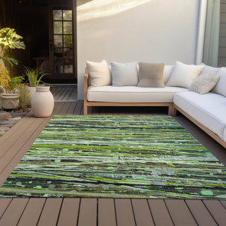 Piper Looms Chantille Stripes ACN2126 Green Machine Washable Area Rug Outdoor Lifestyle Image Feature