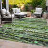 Piper Looms Chantille Stripes ACN2126 Green Machine Washable Area Rug Outdoor Lifestyle Image Feature