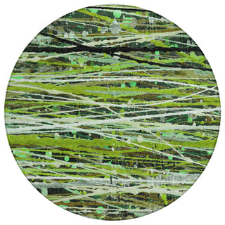 Piper Looms Chantille Stripes ACN2126 Green Machine Washable Area Rug Round Main Image