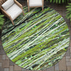 Piper Looms Chantille Stripes ACN2126 Green Machine Washable Area Rug Round Outdoor Lifestyle Image Feature