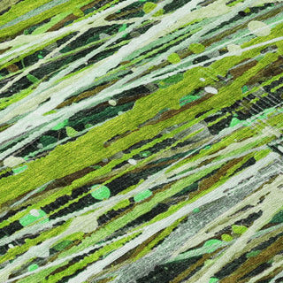 Piper Looms Chantille Stripes ACN2126 Green Machine Washable Area Rug Swatch Image