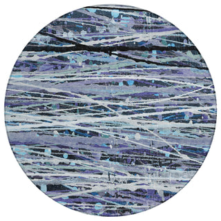 Piper Looms Chantille Stripes ACN2126 Purple Machine Washable Area Rug Round Main Image