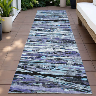 Piper Looms Chantille Stripes ACN2126 Purple Machine Washable Area Rug Runner Outdoor Lifestyle Image Feature