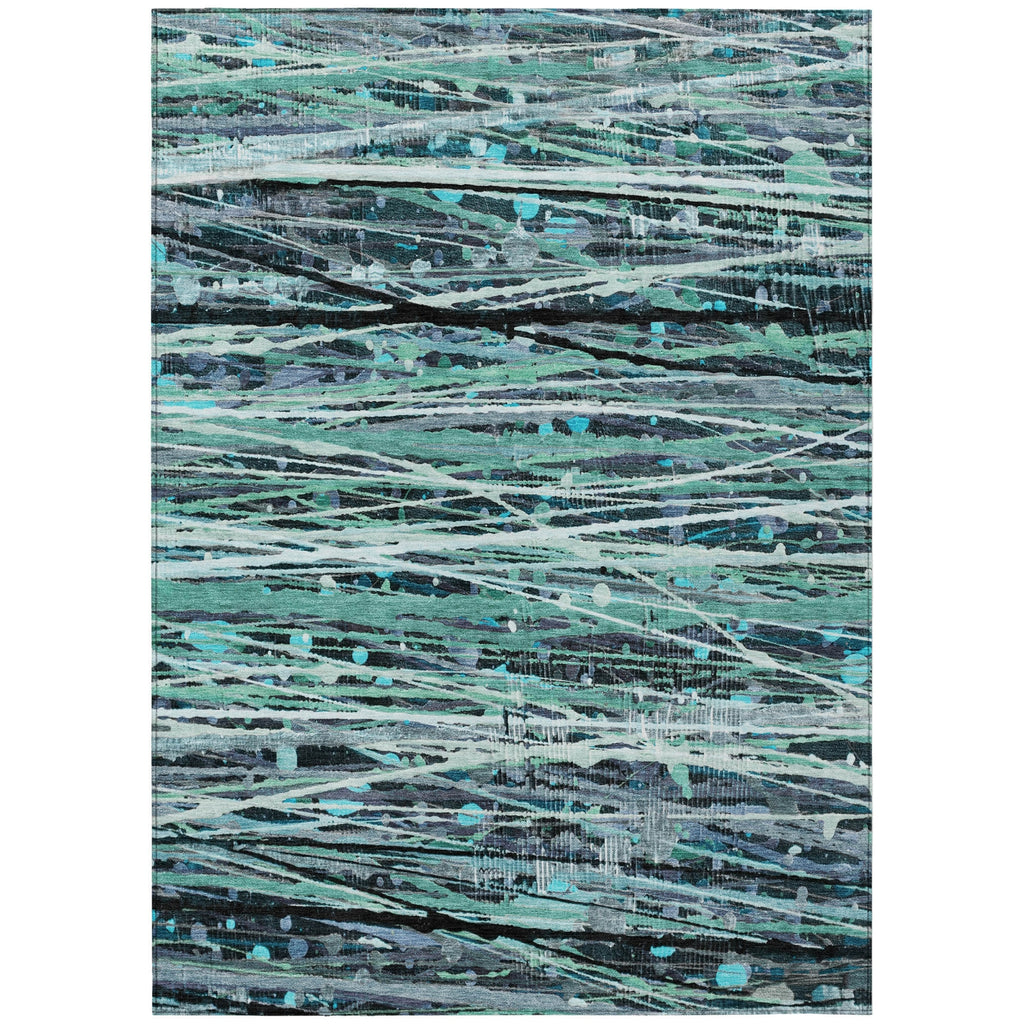 Piper Looms Chantille Stripes ACN2126 Teal Machine Washable Area Rug main image