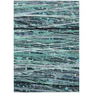 Piper Looms Chantille Stripes ACN2126 Teal Machine Washable Area Rug main image