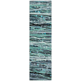 Piper Looms Chantille Stripes ACN2126 Teal Machine Washable Area Rug Runner Main Image