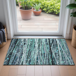 Piper Looms Chantille Stripes ACN2126 Teal Machine Washable Area Rug Scatter Lifestyle Image Feature