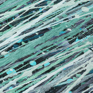 Piper Looms Chantille Stripes ACN2126 Teal Machine Washable Area Rug Swatch Image