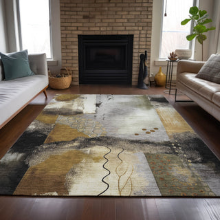 Piper Looms Chantille Modern ACN2127 Chocolate Machine Washable Area Rug Lifestyle Image Feature