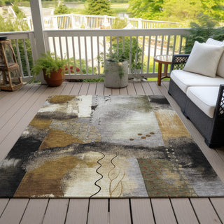 Piper Looms Chantille Modern ACN2127 Chocolate Machine Washable Area Rug Outdoor Lifestyle Image Feature