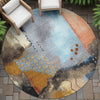 Piper Looms Chantille Modern ACN2127 Copper Machine Washable Area Rug Round Outdoor Lifestyle Image Feature