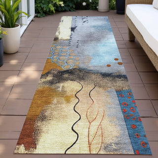 Piper Looms Chantille Modern ACN2127 Copper Machine Washable Area Rug Runner Outdoor Lifestyle Image Feature