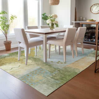 Piper Looms Chantille Modern ACN2127 Green Machine Washable Area Rug Lifestyle Image Feature