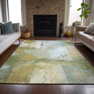 Piper Looms Chantille Modern ACN2127 Green Machine Washable Area Rug Lifestyle Image Feature