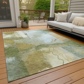 Piper Looms Chantille Modern ACN2127 Green Machine Washable Area Rug Outdoor Lifestyle Image Feature