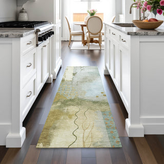 Piper Looms Chantille Modern ACN2127 Green Machine Washable Area Rug Runner Lifestyle Image Feature