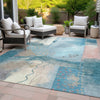 Piper Looms Chantille Modern ACN2127 Teal Machine Washable Area Rug Outdoor Lifestyle Image Feature