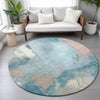 Piper Looms Chantille Modern ACN2127 Teal Machine Washable Area Rug Round Lifestyle Image Feature
