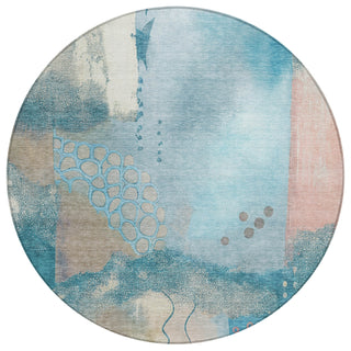 Piper Looms Chantille Modern ACN2127 Teal Machine Washable Area Rug Round Main Image