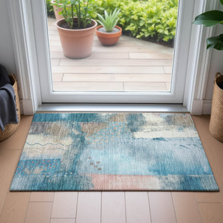 Piper Looms Chantille Modern ACN2127 Teal Machine Washable Area Rug Scatter Lifestyle Image Feature