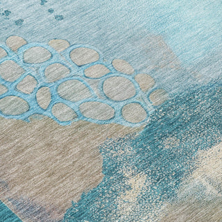 Piper Looms Chantille Modern ACN2127 Teal Machine Washable Area Rug Swatch Image
