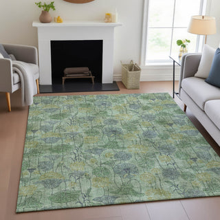 Piper Looms Chantille Floral ACN2128 Aloe Machine Washable Area Rug Lifestyle Image Feature