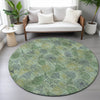 Piper Looms Chantille Floral ACN2128 Aloe Machine Washable Area Rug Round Lifestyle Image Feature