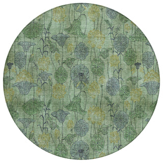 Piper Looms Chantille Floral ACN2128 Aloe Machine Washable Area Rug Round Main Image