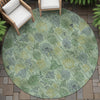Piper Looms Chantille Floral ACN2128 Aloe Machine Washable Area Rug Round Outdoor Lifestyle Image Feature