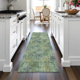 Piper Looms Chantille Floral ACN2128 Aloe Machine Washable Area Rug Runner Lifestyle Image Feature