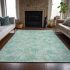 Piper Looms Chantille Floral ACN2128 Aqua Machine Washable Area Rug Lifestyle Image Feature