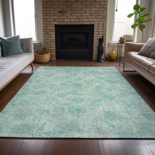 Piper Looms Chantille Floral ACN2128 Aqua Machine Washable Area Rug Lifestyle Image Feature