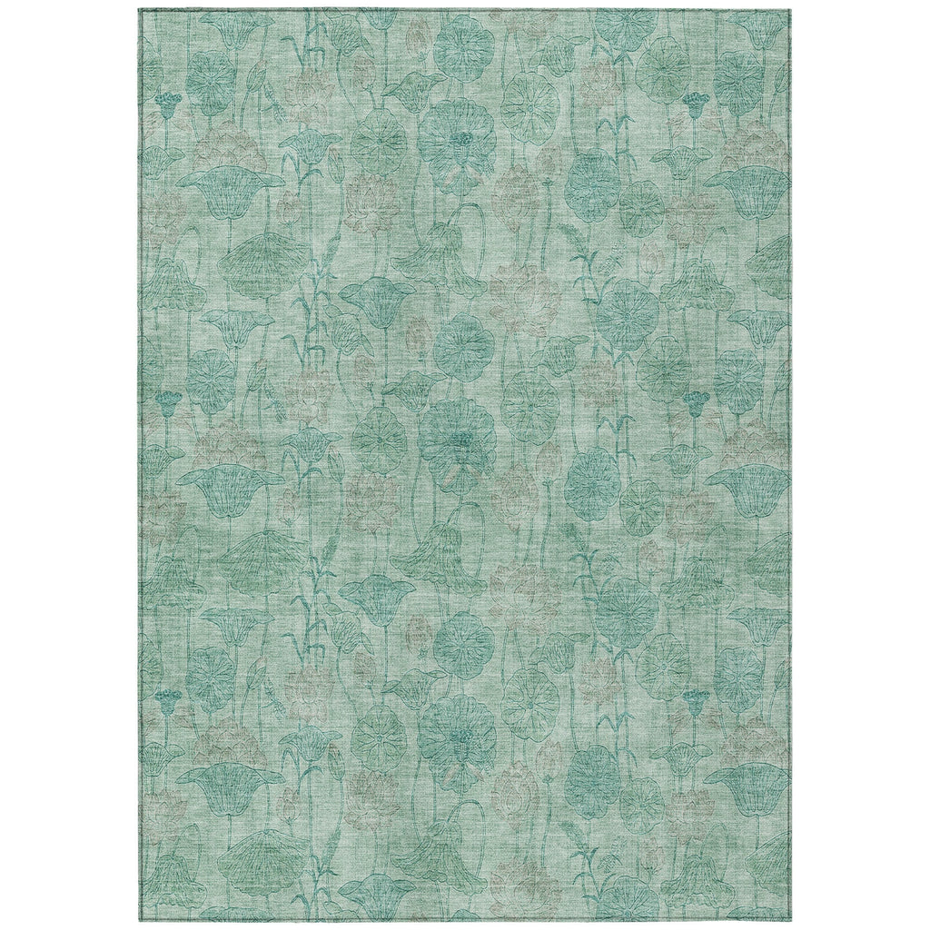 Piper Looms Chantille Floral ACN2128 Aqua Machine Washable Area Rug main image