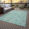 Piper Looms Chantille Floral ACN2128 Aqua Machine Washable Area Rug Outdoor Lifestyle Image Feature