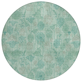 Piper Looms Chantille Floral ACN2128 Aqua Machine Washable Area Rug Round Main Image