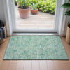 Piper Looms Chantille Floral ACN2128 Aqua Machine Washable Area Rug Scatter Lifestyle Image Feature