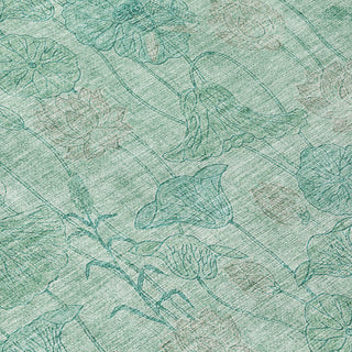 Piper Looms Chantille Floral ACN2128 Aqua Machine Washable Area Rug Swatch Image