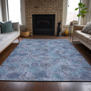Piper Looms Chantille Floral ACN2128 Blue Machine Washable Area Rug Lifestyle Image Feature