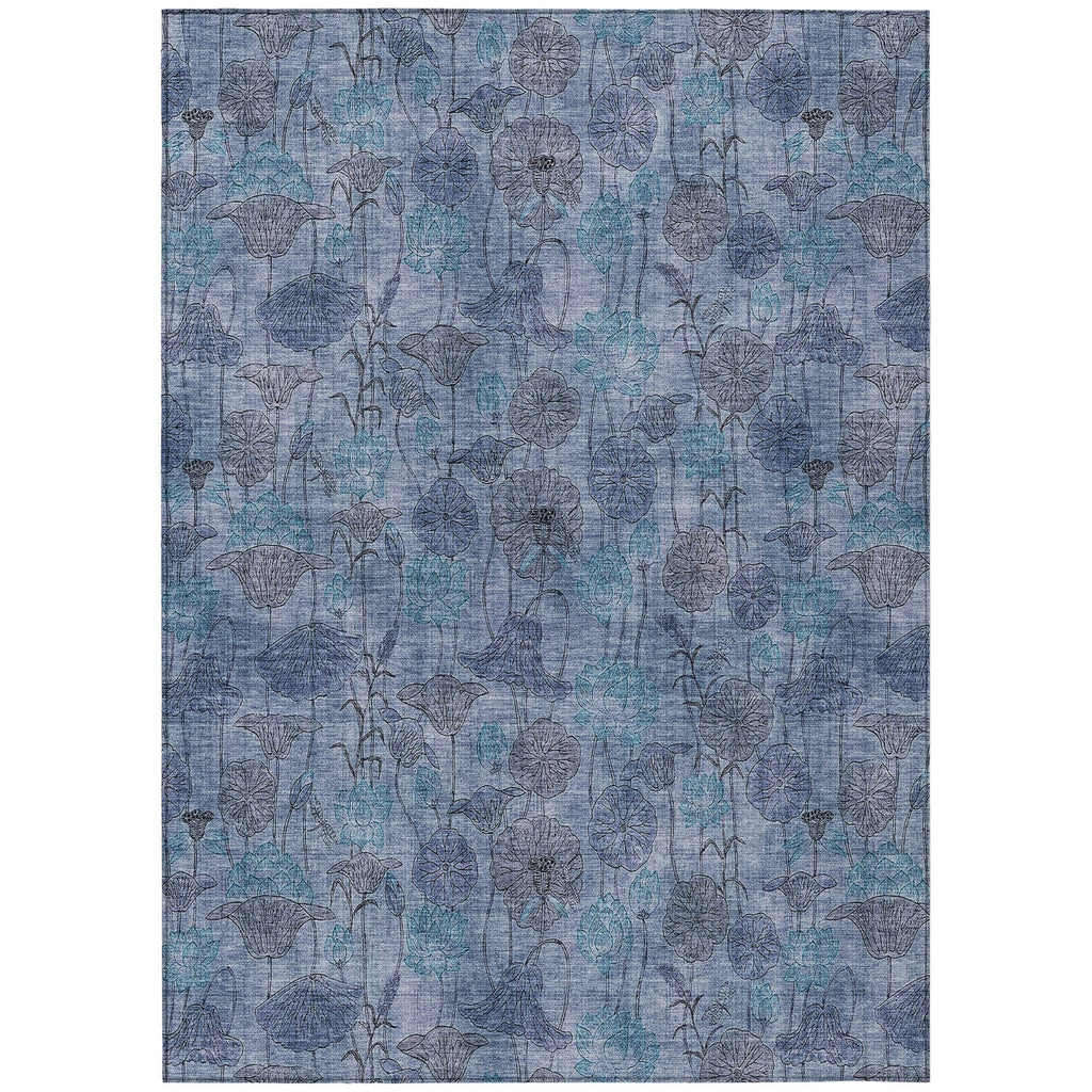 Piper Looms Chantille Floral ACN2128 Blue Machine Washable Area Rug main image