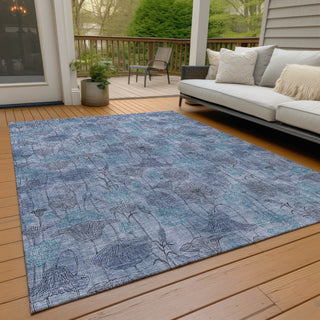 Piper Looms Chantille Floral ACN2128 Blue Machine Washable Area Rug Outdoor Lifestyle Image Feature