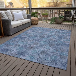 Piper Looms Chantille Floral ACN2128 Blue Machine Washable Area Rug Outdoor Lifestyle Image Feature
