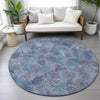 Piper Looms Chantille Floral ACN2128 Blue Machine Washable Area Rug Round Lifestyle Image Feature