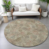 Piper Looms Chantille Floral ACN2128 Brown Machine Washable Area Rug Round Lifestyle Image Feature