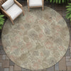 Piper Looms Chantille Floral ACN2128 Brown Machine Washable Area Rug Round Outdoor Lifestyle Image Feature