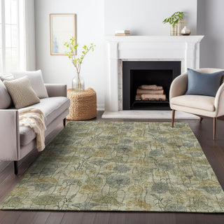 Piper Looms Chantille Floral ACN2128 Khaki Machine Washable Area Rug Lifestyle Image Feature