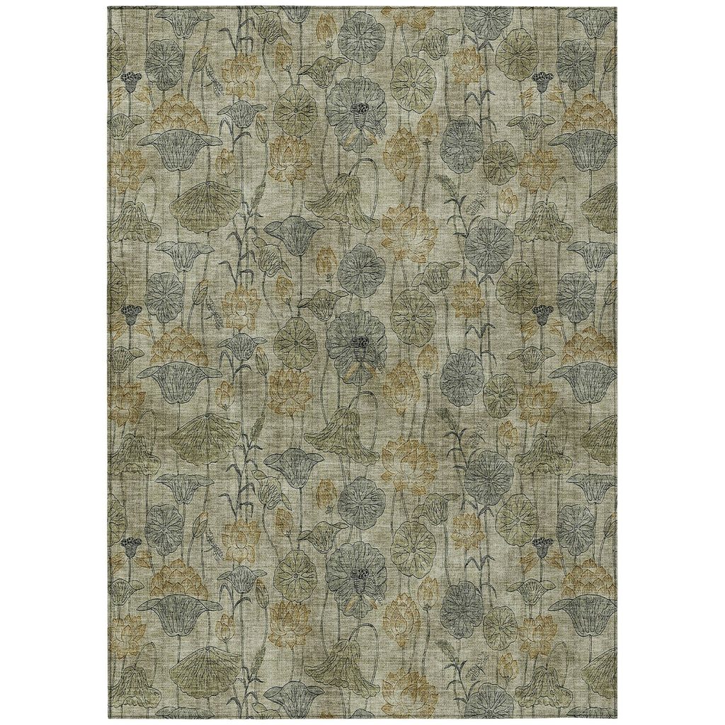 Piper Looms Chantille Floral ACN2128 Khaki Machine Washable Area Rug main image