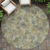 Piper Looms Chantille Floral ACN2128 Khaki Machine Washable Area Rug Round Outdoor Lifestyle Image Feature