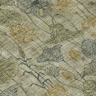 Piper Looms Chantille Floral ACN2128 Khaki Machine Washable Area Rug Swatch Image