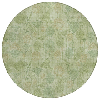 Piper Looms Chantille Floral ACN2128 Sage Machine Washable Area Rug Round Main Image