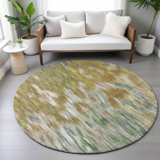 Piper Looms Chantille Abstract ACN2129 Brown Machine Washable Area Rug Round Lifestyle Image Feature